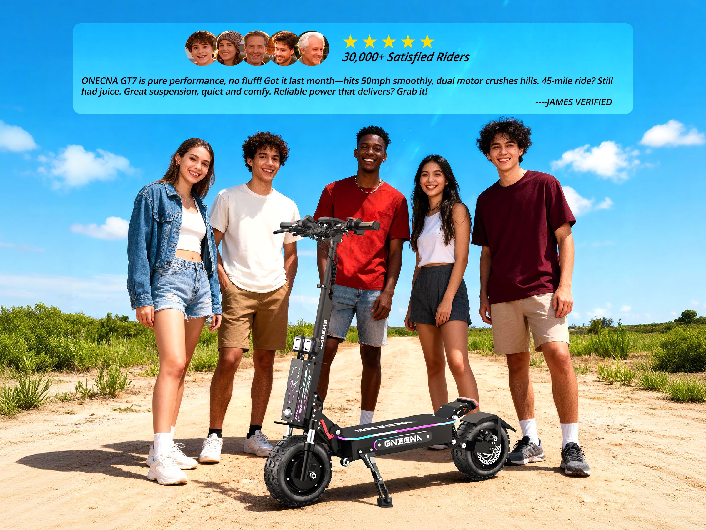 ONECNA GT7 5600W Dual Motor 11" Electric Scooter for Adults & Kids