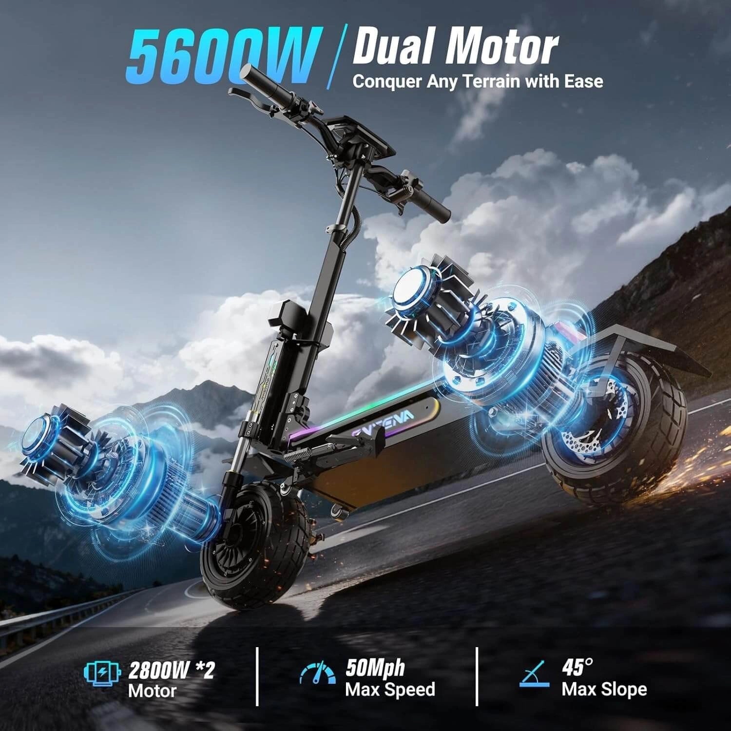 ONECNA GT7 5600W Dual Motor 11" Electric Scooter for Adults & Kids