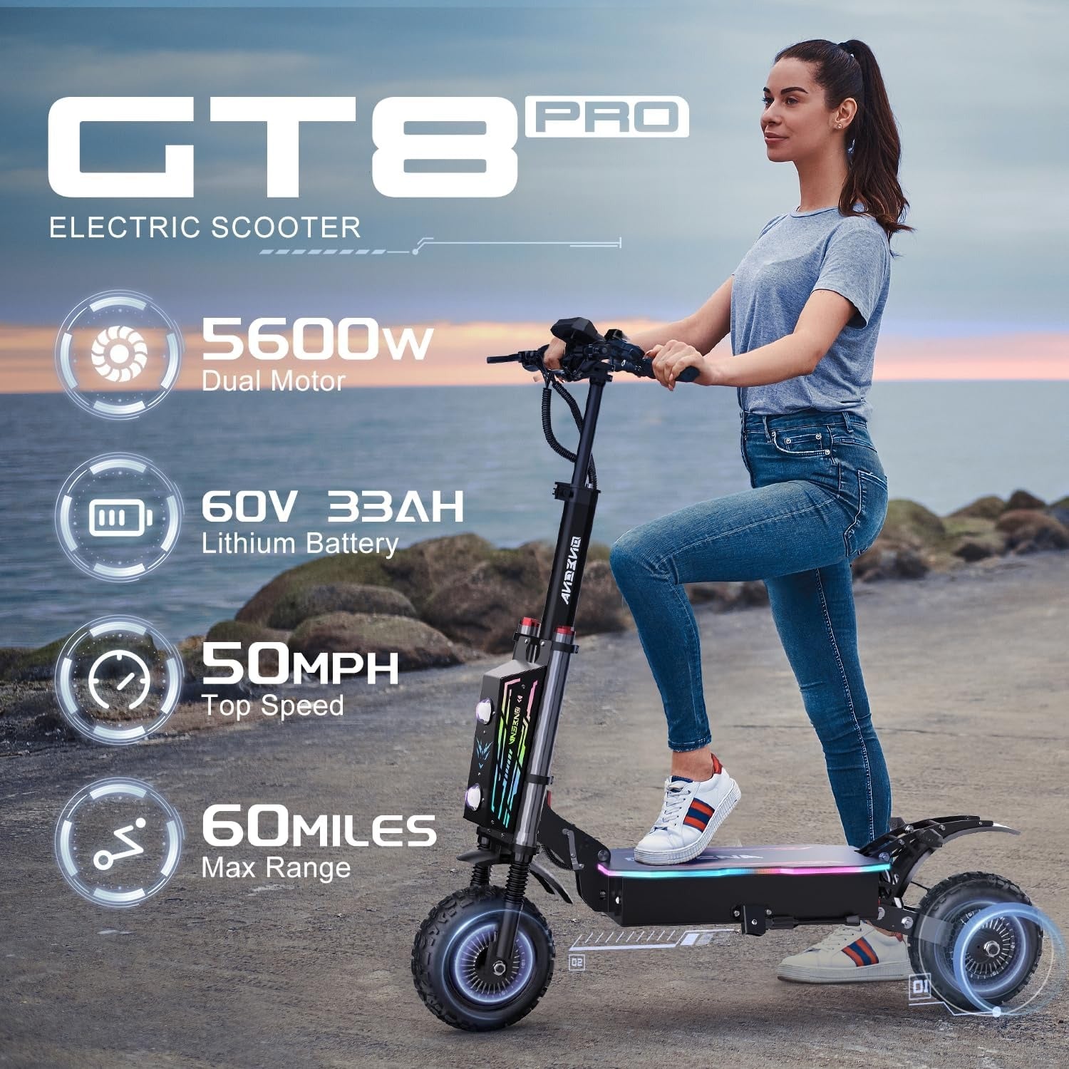 ONECNA GT8 PRO Dual Motor 11" Adult Electric Scooter