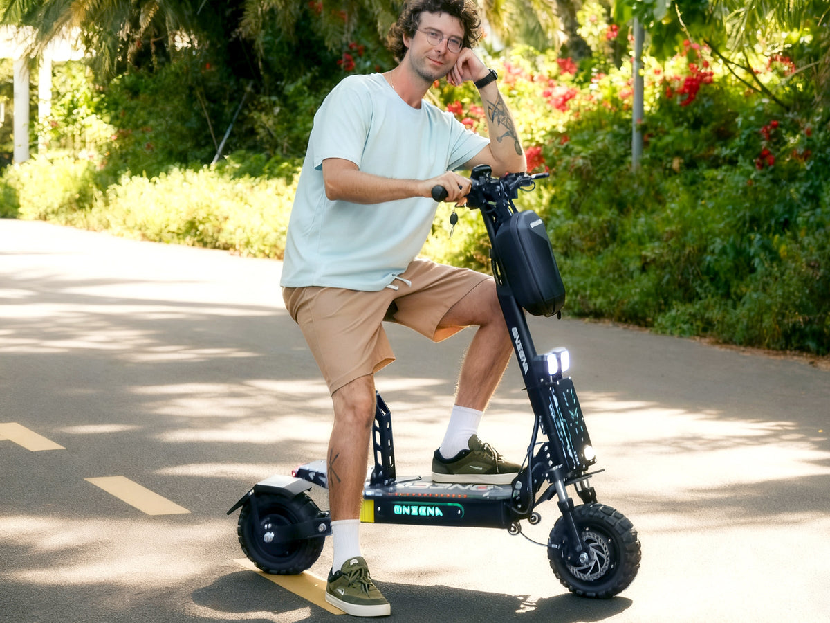 Electric scooter ready for outdoor riding and annual maintenance