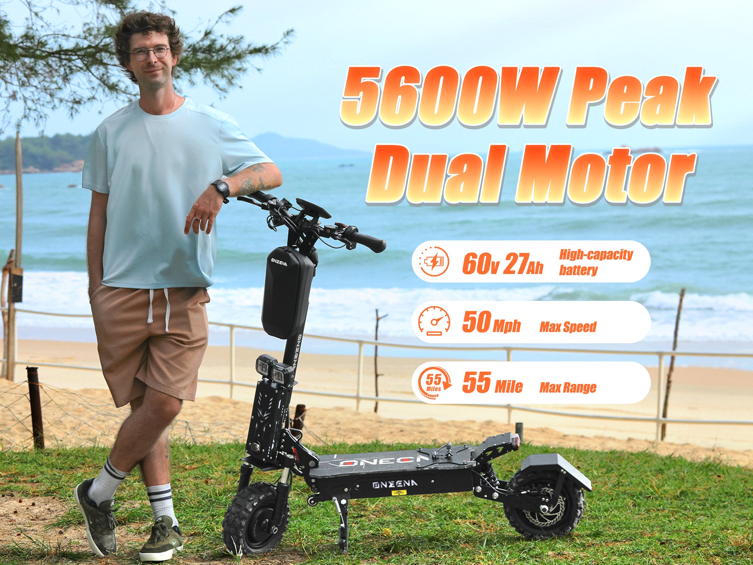 ONECNA GT7 5600W Dual Motor 11" Electric Scooter for Adults & Kids