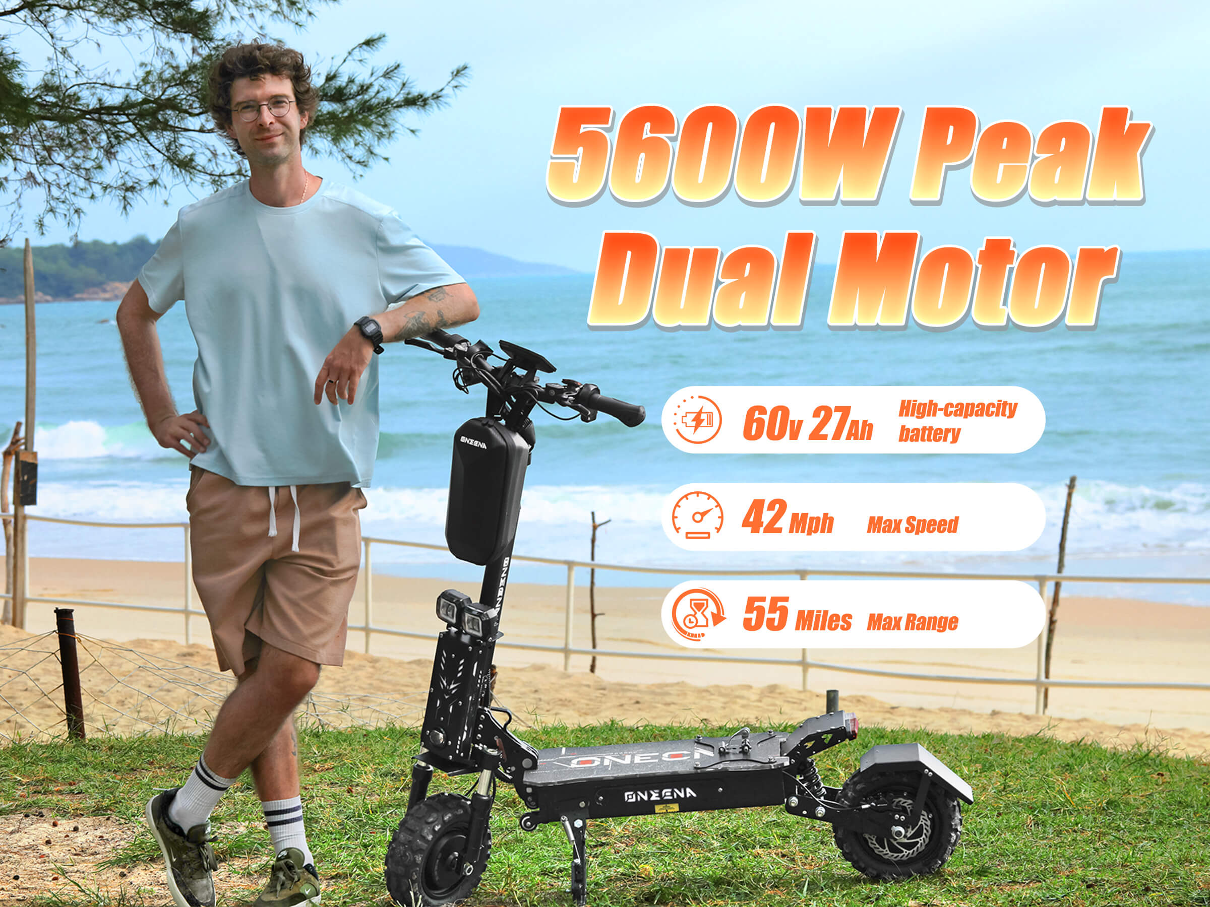 ONECNA Minor Imperfections GT7 Dual Motor 11" Electric Scooter for Adults 