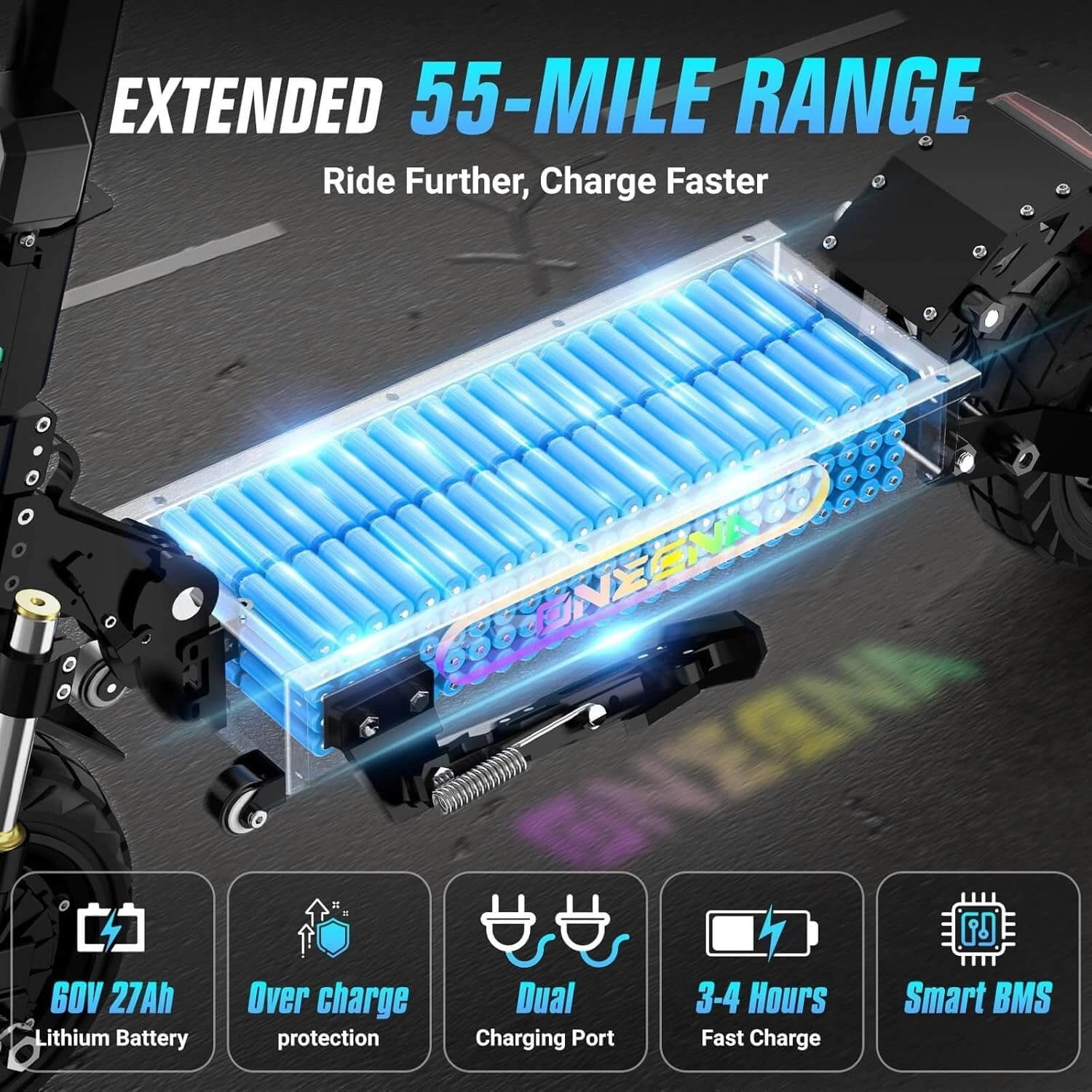 ONECNA GT7 5600W Dual Motor 11" Electric Scooter for Adults & Kids