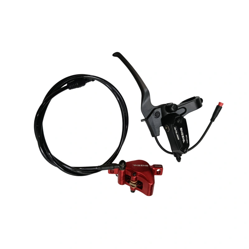 Close-up view of electric scooter brake components